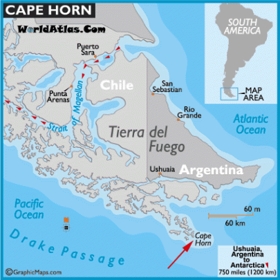 Localização do Cape Horn. Fonte: http://www.worldatlas.com/aatlas/infopage/capehorn.htm