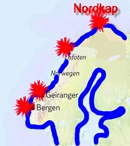 A excursão para o norte da Noruega/Die Tour nach Norden in Norwegen/The tour to the north in Norway